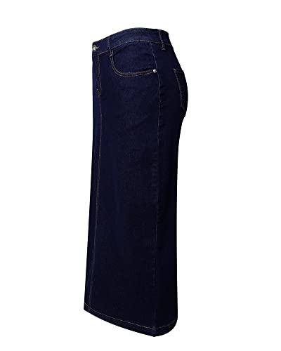 218j8EFWML.jpg Women's Maxi Pencil Jean Skirt- High Waisted A-Line Long Denim Skirts for Ladies- Blue Jean Skirt