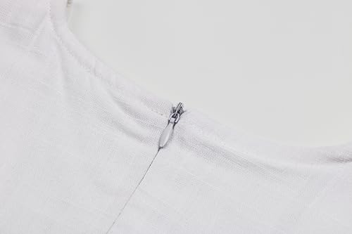 21Spe0VgTVL.jpg Women's Summer Sleeveless Mini Dress Cotton Linen V Neck Cinched A Line Slim Tank Short Dress