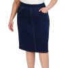 31-sV3lHbtL.jpg Pull On Knit Denim Skirt for Women - Easy to Put On & Take Off Jean Skirt - Skirt w/Pockets & Comfort Waist Band