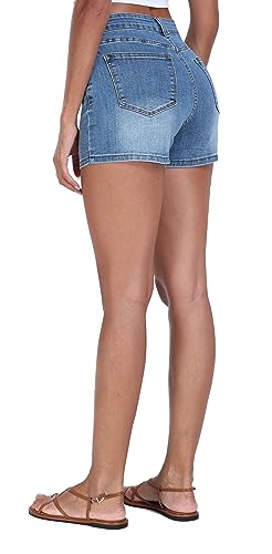 Mid Rise Denim Stretchy Jean Shorts for Women
