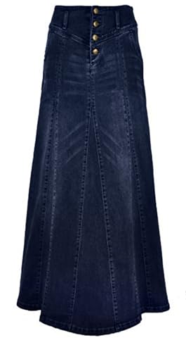3163xi83rgL.jpg Women's Retro Exposure Button-Fly Packaged Hip A-Line Maxi Long Denim Skirt