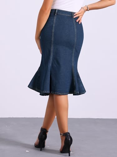 319V4u4WutL.jpg Denim Jean Skirt for Women's High Waist Bodycon Ruffles Fishtail Skirts