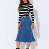 31CorQuRYL.jpg Women's Ruffle Denim Skirt Midi Bodycon High Waist Fishtail Jean Skirts