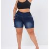 31GDJofH3FL.jpg Women's Plus Size Casual Jean Shorts High Waisted Stretchy Denim Bottoms Jorts Baagy with Pockets