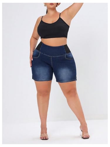 31GDJofH3FL.jpg Women's Plus Size Casual Jean Shorts High Waisted Stretchy Denim Bottoms Jorts Baagy with Pockets
