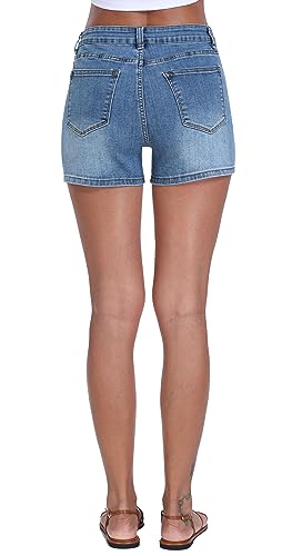 Mid Rise Denim Stretchy Jean Shorts for Women
