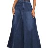 31KcCXzXffL.jpg Women's Retro Distressed High Waist Frayed Hem A Line Wash Maxi Long Denim Skirt with Pockets
