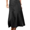 31P68VOuocL.jpg A-Line High Rise Vintage Wash Stitch Detail Long Denim Skirt Without Belt
