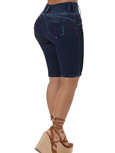 31Ru8BPZwUL.jpg Denim Mid Waist Butt Lifting Jeans Shorts for Women Bermuda Skinny Shorts