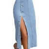 31U4gG3hSEL.jpg Trendy High Waisted Denim Skirt for Women Button Front Slit Midi Skirt for Ladies Fashion 2025 Summer