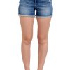High Waist V-Front Fray Hem Shorts