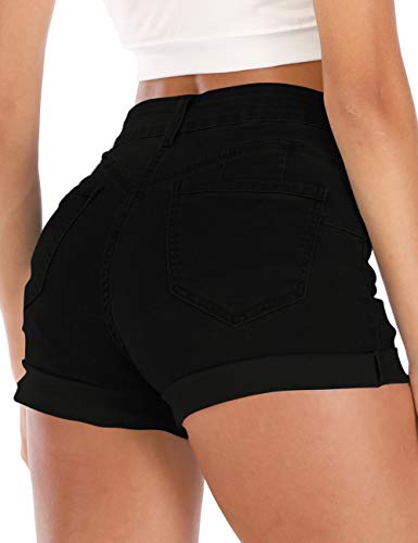 31Ukaq-vGL.jpg Women's Summer High Waisted Denim Shorts Folded Hem Casual Short Jeans