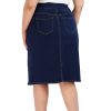 31VVJAwXL.jpg Pull On Knit Denim Skirt for Women - Easy to Put On & Take Off Jean Skirt - Skirt w/Pockets & Comfort Waist Band