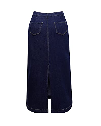 31VqvDAQkwL.jpg Women's Maxi Pencil Jean Skirt- High Waisted A-Line Long Denim Skirts for Ladies- Blue Jean Skirt