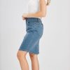 Women's Basic Five-Pocket Rugged Wear Denim Pencil Skirt with Slit