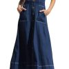 31cIUjjJjwL.jpg Women's Summer Adjustable Strap Sleeveless Midi Denim Dress Button Down A-Line Swing Flowy Jean Dress