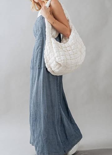 31cJR5eXCL.jpg Women's 2025 Summer Spaghetti Strap Maxi Long Denim Dress Swing Flowy Jean Jumper Overall Dress
