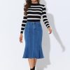 31d-hZaLDAL.jpg Women's Ruffle Denim Skirt Midi Bodycon High Waist Fishtail Jean Skirts