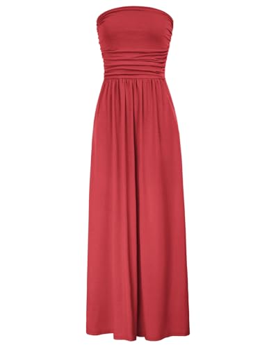 31hNIzQlasL.jpg Women Strapless Casual Loose Ruched Long Maxi Dress with Pockets