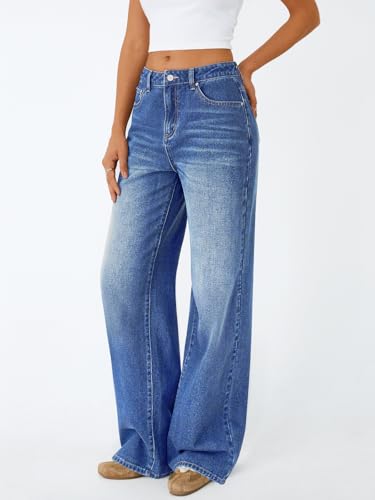 31kXziogIFL.jpg Jeans for Women Wide Straight Leg High Waisted Stretchy Baggy Jeans Fashion Loose Denim Pants Fall 2025