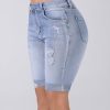 31kehlClUaL.jpg Womens Bermuda Shorts High Waisted Ripped Stretchy Cuffed Denim Shorts