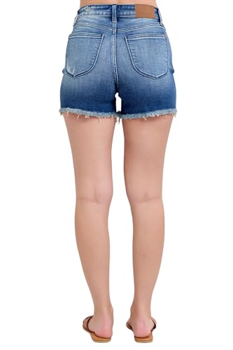 High Waist V-Front Fray Hem Shorts