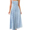 31oY-oPTBL.jpg Jean Dress for Women 2025 Vintage Sleeveless Slim High Waist Frayed Raw Long Maxi Denim Dresses