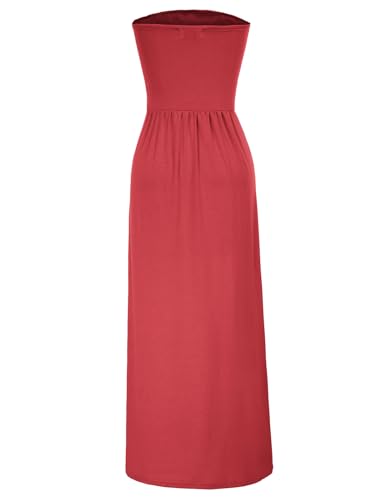 31olUvrIlL.jpg Women Strapless Casual Loose Ruched Long Maxi Dress with Pockets