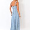 31pDaI4S6SL.jpg Jean Dress for Women 2025 Vintage Sleeveless Slim High Waist Frayed Raw Long Maxi Denim Dresses