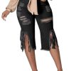 31rashnor3L.jpg Womens Ripped Jean Shorts High Waisted Stretchy Frayed Distressed Raw Hem Tassels Denim Bermuda Shorts