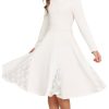 31tL9hS2TZL.jpg Girls Long Sleeve Dress Lace Hem Knit Fall Winter Pullover Dresses for Girls 5-12Y