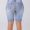 31xPXWK5uwL.jpg Womens Bermuda Shorts High Waisted Ripped Stretchy Cuffed Denim Shorts