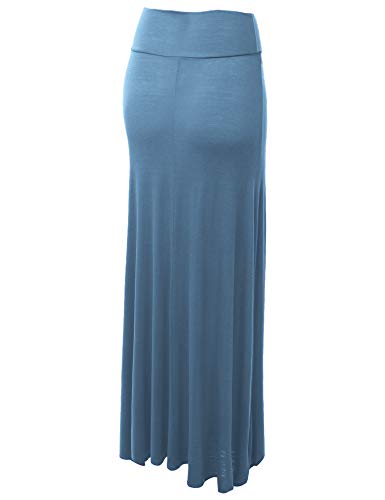 31yaxW6FfFL.jpg Women's Casual High Waist Solid/Tie Dye Fold Over Flowy Long Maxi Skirt