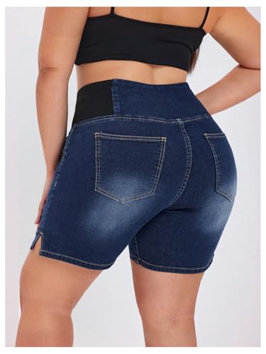 41-OJ5aRgIL.jpg Women's Plus Size Casual Jean Shorts High Waisted Stretchy Denim Bottoms Jorts Baagy with Pockets