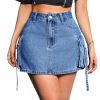 Women's Denim Skirt Button Y2k Mini Cargo Jean Skirts with Flap Pocket