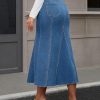 4104aL1ixzL.jpg Womens Fishtail Long Jean Skirt High Waisted Casual Stretchy Fit and Flare Midi Denim Skirts