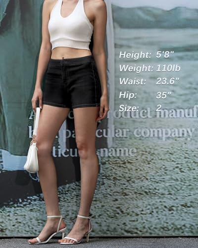 410AbMK3o6L.jpg Women's High Waisted Stretchy Denim Shorts 2025 Summer Hot Jean Shorts