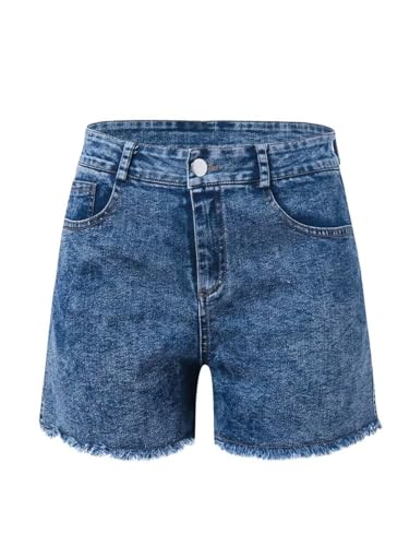 Stretchy Jean Shorts Womens High Waisted Frayed Raw Hem Distressed Denim Shorts Cut Off Shorts Casual
