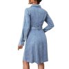 410u1wPzDfL.jpg Women's Denim Dresses Long Sleeve Button Down Midi Jean Dress