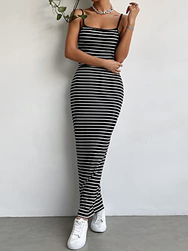 411Dr98robL.jpg women's dress Striped Print Cami Bodycon Dress without Denim Jacket dress IPADSA
