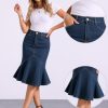 4126yOVT1cL.jpg Denim Jean Skirt for Women's High Waist Bodycon Ruffles Fishtail Skirts