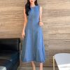 412BABMs97L.jpg Women's Summer Casual Sleeveless Dresses Sleeveless Denim Dress With Rounded Neckline