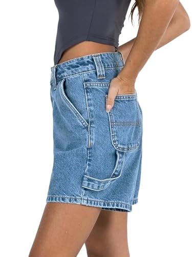 412OMlXYXiL.jpg Womens High Waisted Boxy Denim Shorts Summer 2025 Casual Button Down Baggy Jean Shorts with Pockets