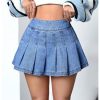 412qqejaLSL.jpg Women's Casual High Waisted Pleated Hem Zipper Up Denim Skirt Short Skirts