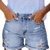 Women's High Waisted Denim Shorts Casual Ripped Summer Hot Short Jeans Frayed Distressed Jeans Shorts with Pockets