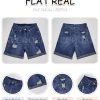 Women Jean Shorts Ripped Casual Summer Fashion Stretchy Classic Folded Hem Denim Shorts