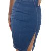 413txgm-bPL.jpg Women’s Denim Pencil Skirt High Waisted Knee Length Side Split Hem Stretch Jean Skirts for Women