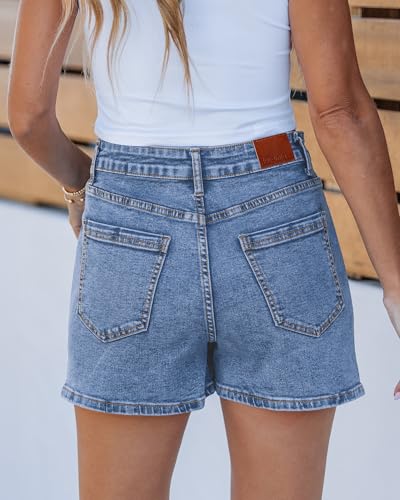 414t3ECcmnL.jpg Jean Skorts for Woman Trendy High Waisted Stretchy Denim Skirt with Shorts Casual Patch Pocket Mini Skort Skirts