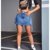 Women's Denim Skirt Button Y2k Mini Cargo Jean Skirts with Flap Pocket