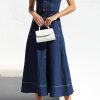 41689YoPWwL.jpg Women's Summer Adjustable Strap Sleeveless Midi Denim Dress Button Down A-Line Swing Flowy Jean Dress